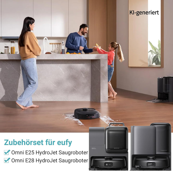 26 Stück Zubehör für Eufy Omni E25/Omni E28 Saugroboter | 1 Paar Hauptbürsten,2 Roller-Wischtücher,4