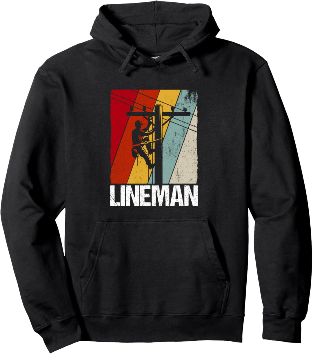 Vintage Lineman Linie Arbeiter Utility Pole - Lineman Pullover Hoodie