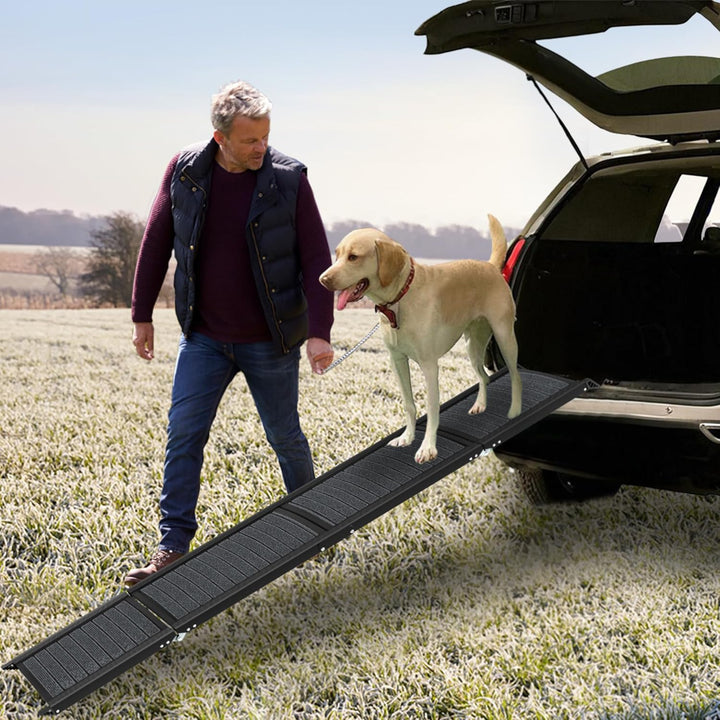 SUBTLETY 157x43cm Aluminium Hunderampen Klappbar Haustiere Sicherheitsrampen Anti-Rutsch Hundetreppe