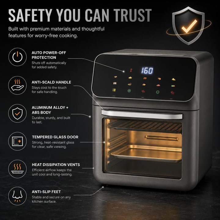 13L Backofen Pizzaofen 1350W Elektrobackofen mit LCD-Touchscreen | Umluft Multifunktionsofen, Ofenha