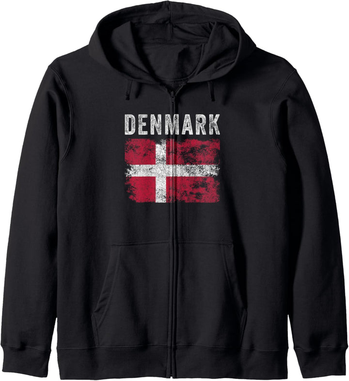 Dänemark Flagge Distressed - Herren Damen Kinder - Dänische Flagge Kapuzenjacke