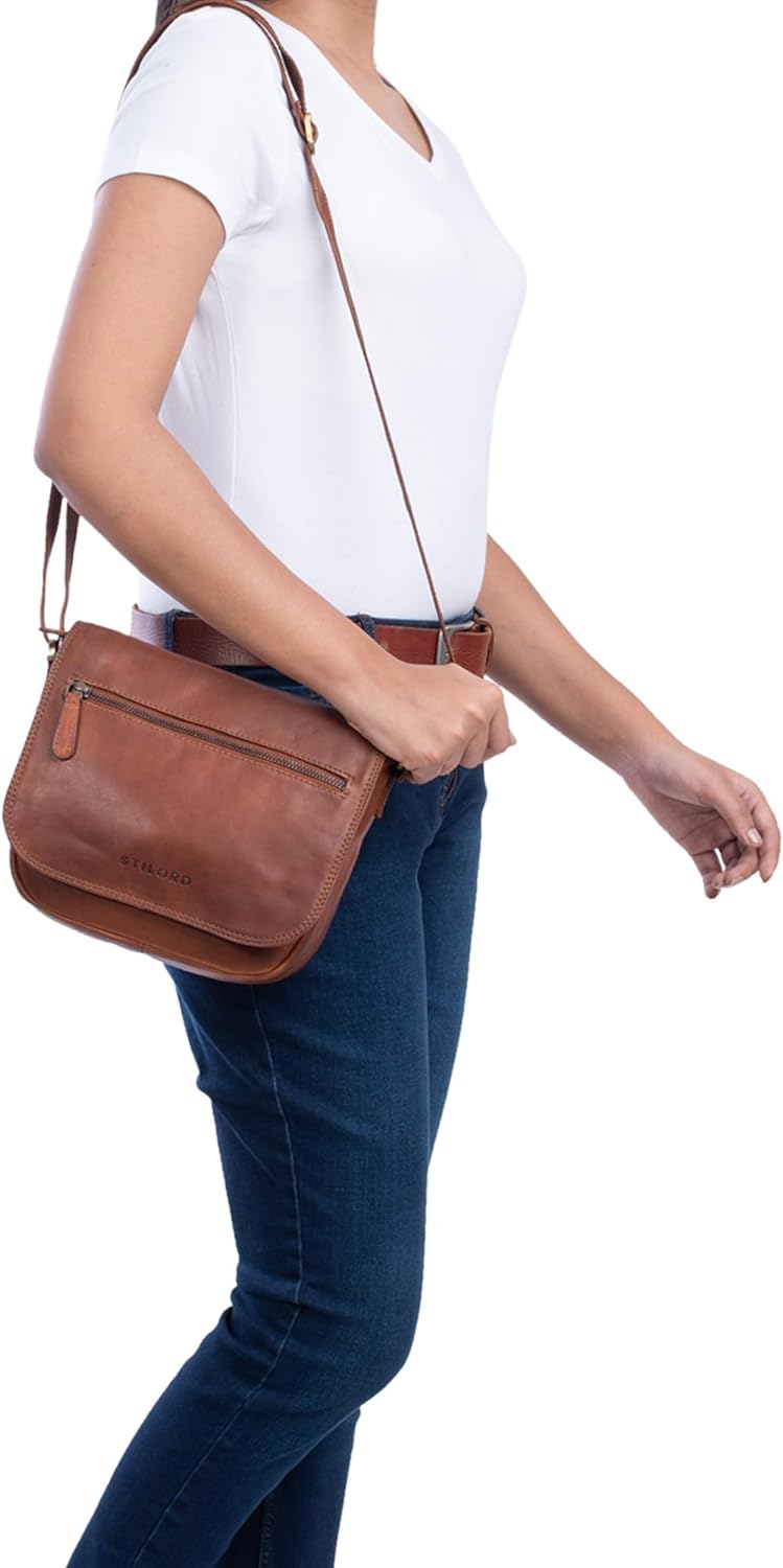 STILORD 'Elsa' Umhängetasche Damen Leder klein Handtasche Frauen Vintage kleine Damentasche Ausgehen