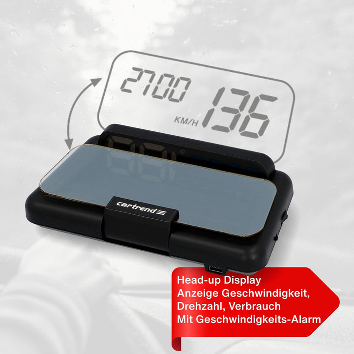 Cartrend 10632 Head Up OBD2 &amp; HUD Display Geschwindigkeitsmesser Auto Tachometer Wassertemperaturmes