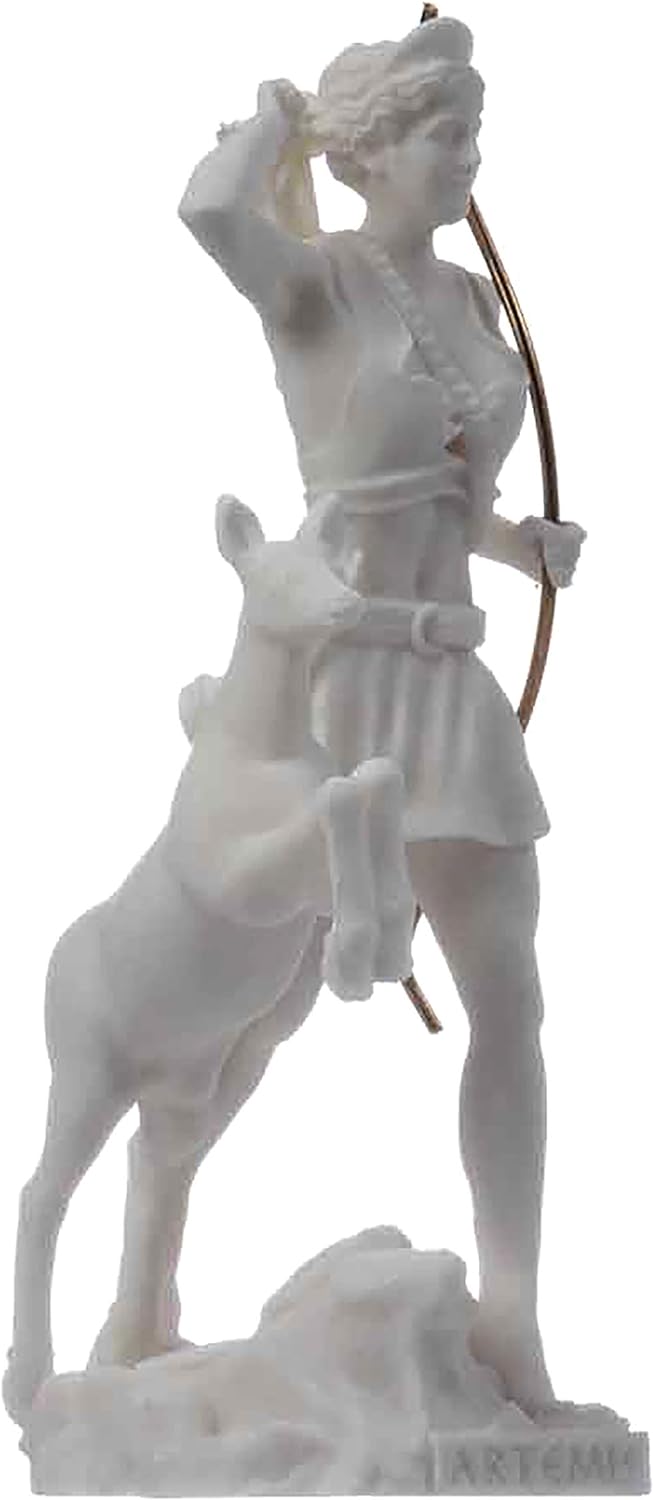 Göttin Artemis Diana Griechische Statue Natur Mond Alabaster 17 cm