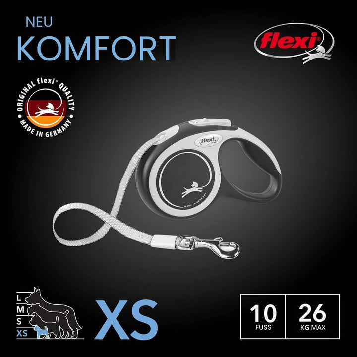 FLEXI New Comfort einziehbare Hundeleine (Klebeband), ergonomisch, langlebig und verhedderungsfrei,