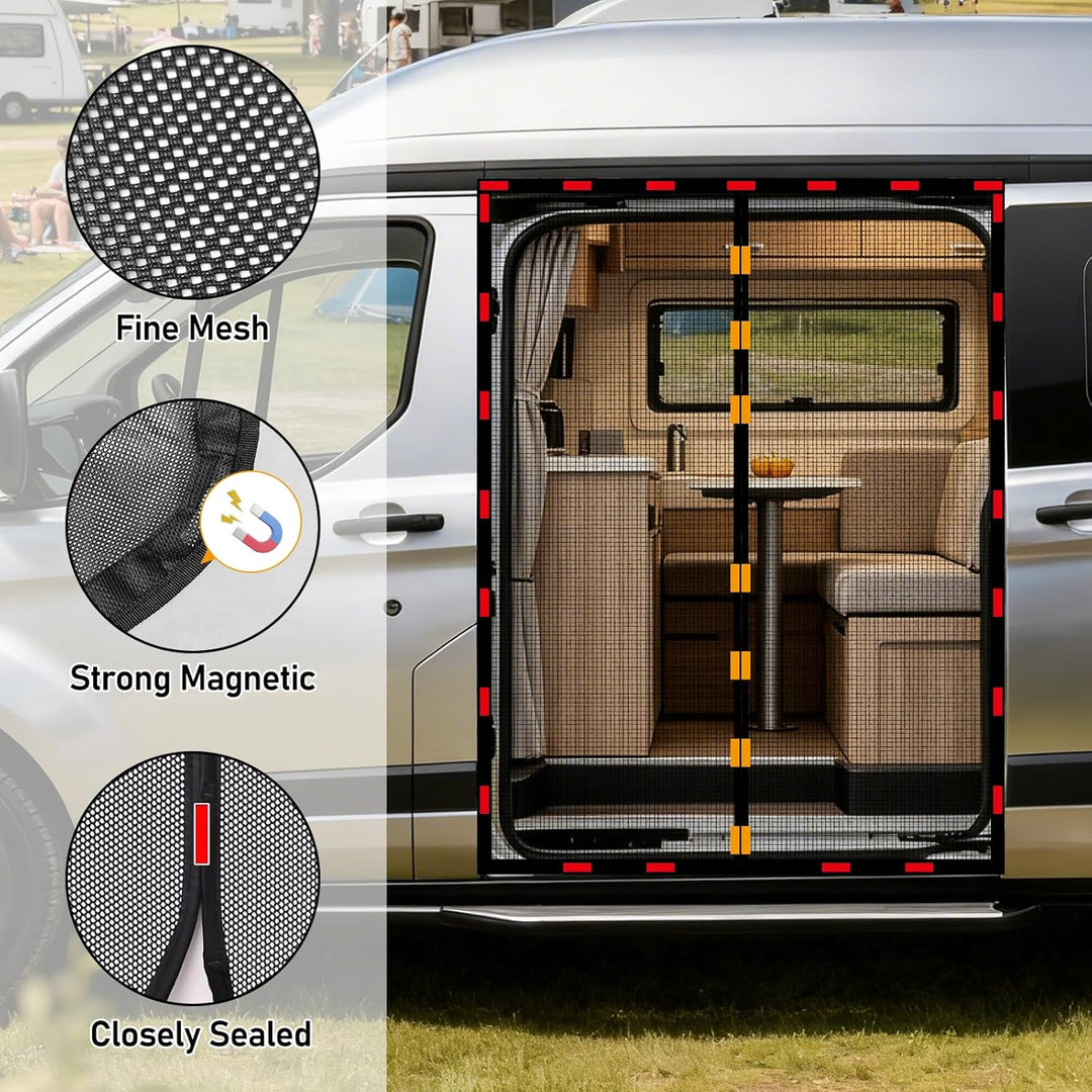 Moskitonetz Magnetisch für VW T5 T6 Schiebetür, Magnetisch Fliegengitter Auto Insektennetz Sonnensch