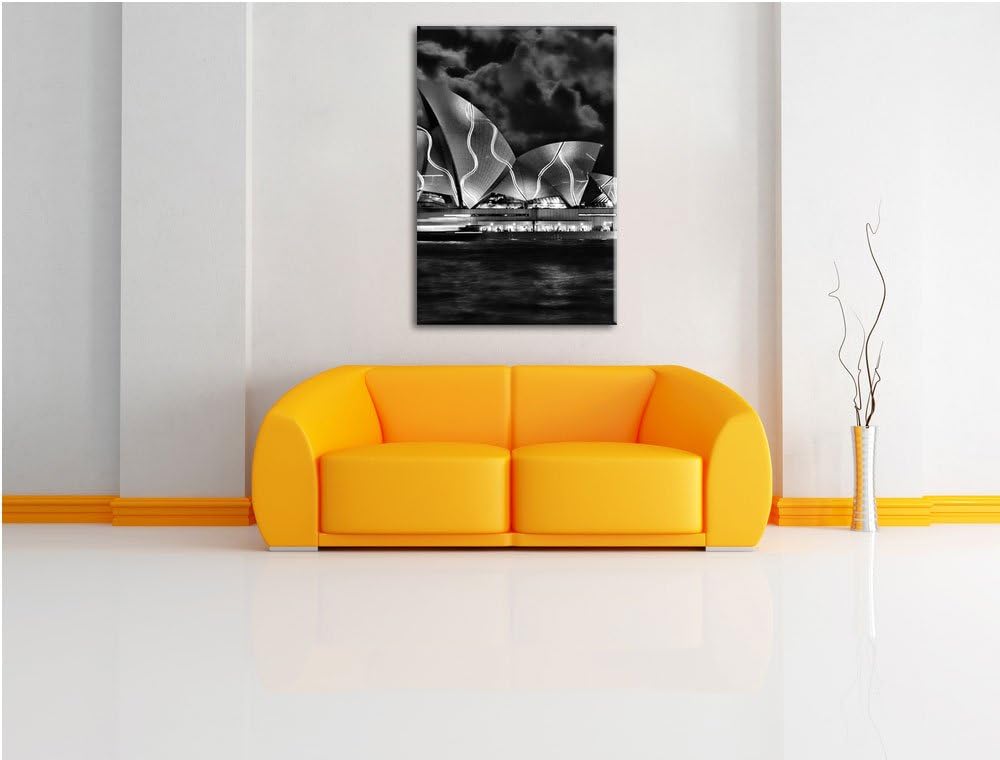 Pixxprint Sydney Opera House Beleuchtung als Leinwandbild/Grösse: 100x70 cm/Wandbild/Kunstdruck/fert