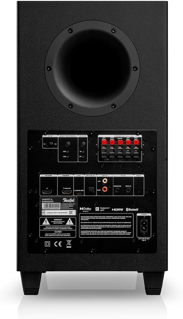 Teufel Concept 8 Subwoofer mit Bluetooth und Integrierter AV-Receiver, Qualcomm aptX, USB-C, HDMI AR