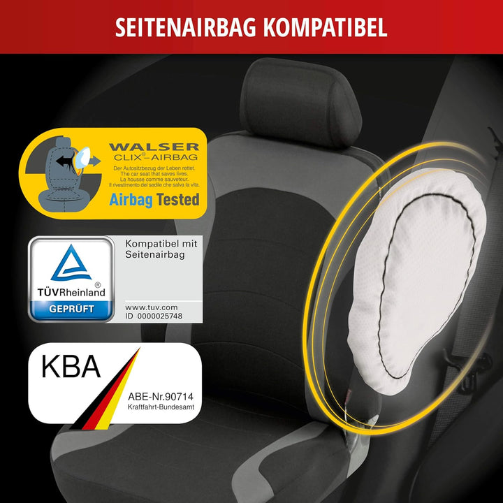 Walser Auto-Sitzbezug Inde mit Reissverschluss, 2 Vordersitzbezüge, Zipp-IT Schonbezüge-Auto, Univer