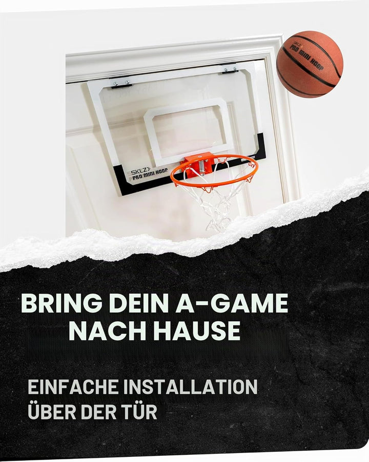 SKLZ Unisex Glow in The Dark Mini Basketball Hoop, White/Black, Standard (18" x 12")