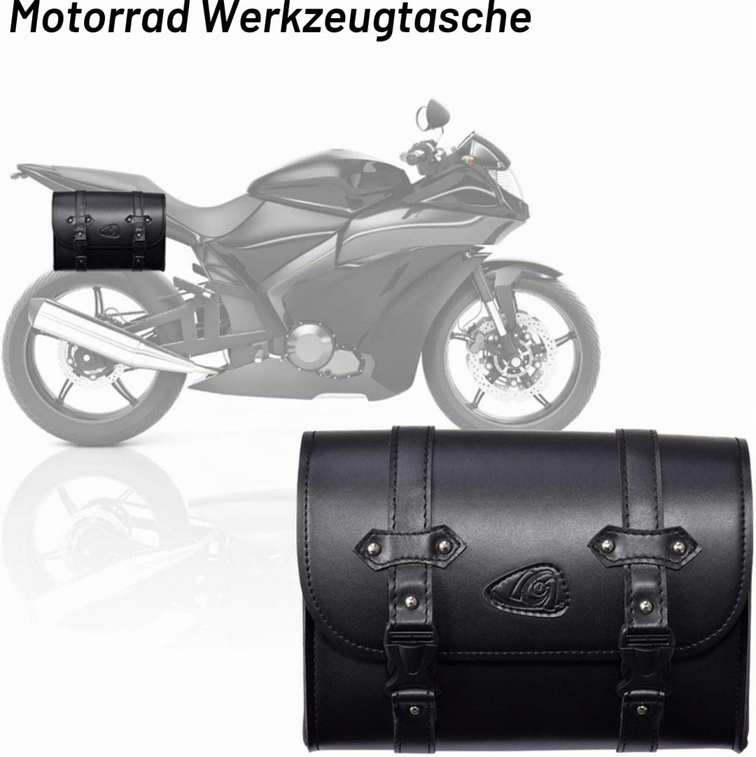 josietomy Motorrad Satteltasche aus Leder, Abnehmba wasserdichte Schwarz Universal Motorrad Seitenta