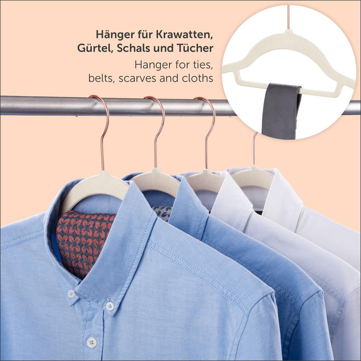Blumtal Kleiderbügel 20 Stück - Kleiderbügel Samt 360° drehbar und belastbar - Kleiderbügel platzspa