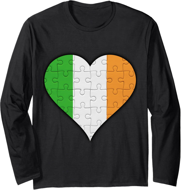 Irland Irische Flagge Herz Langarmshirt