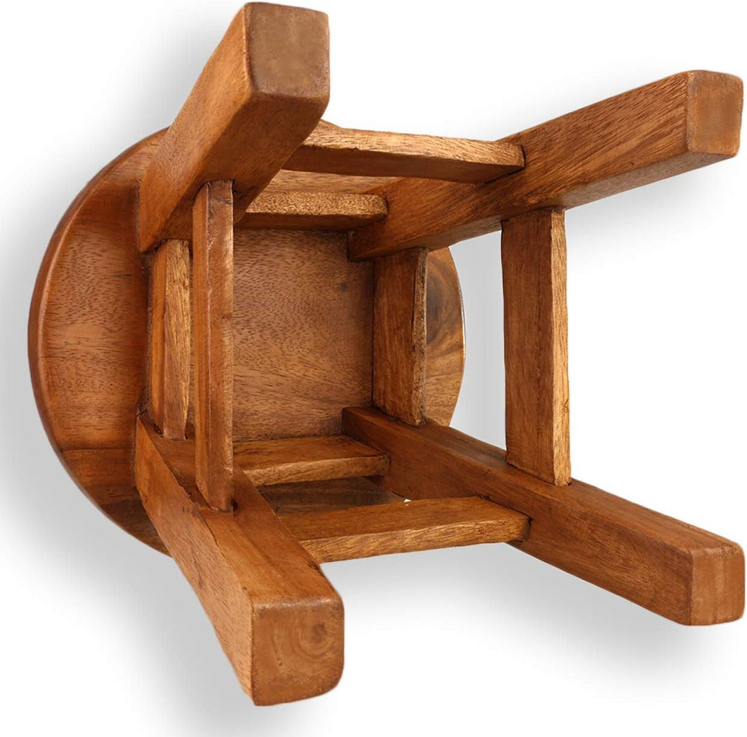 ART-CRAFT KH164 Kinderhocker Holz Schemel mit Tiermotiv Giraffe und Schmetterling bemalt und beschni