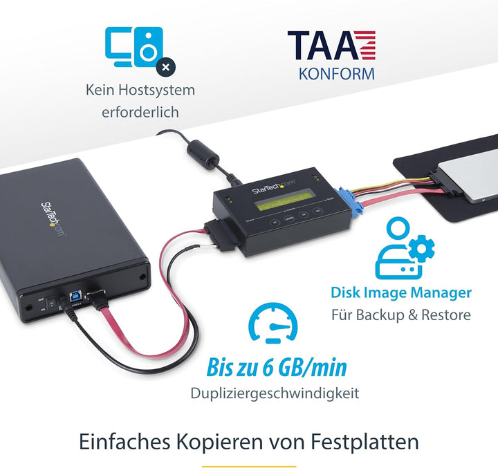 StarTech.com Standalone 2,5 / 3,5 Zoll SATA Festplatten Duplikator mit Multi HDD / SSD Image-Backup