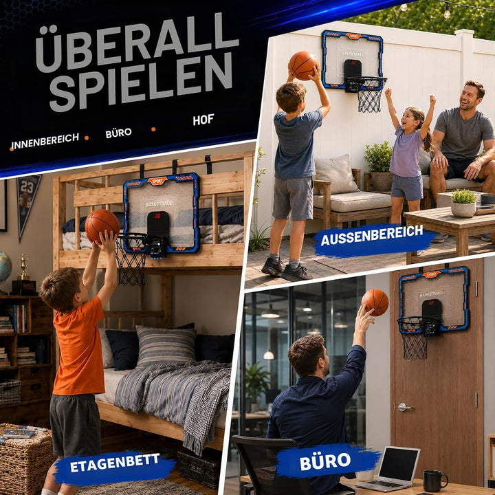 YESHIN Indoor Basketballkorb Kinder mit 7 Farb-LED Licht &amp; Fernbedienung, Mini Basketball Set für Tü