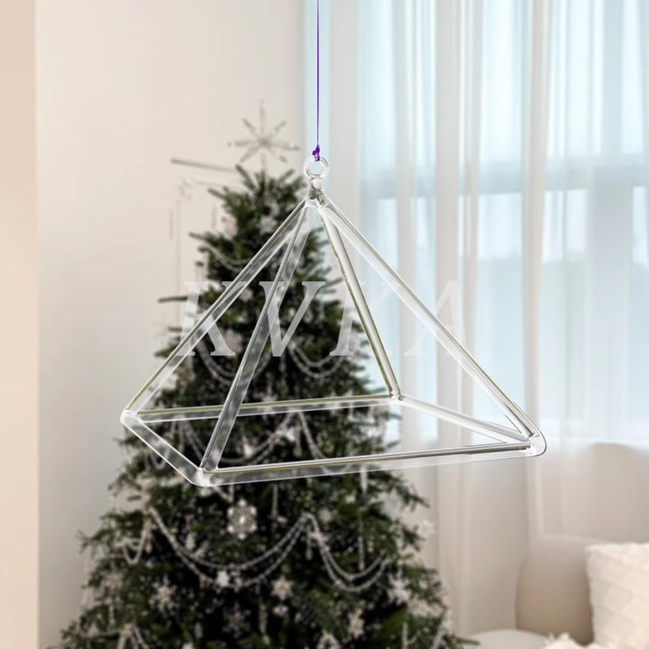 KVKA Transparent Crystal Singing Pyramid with Mallet & Bag - Elegant Sound Healing Decor for Meditat