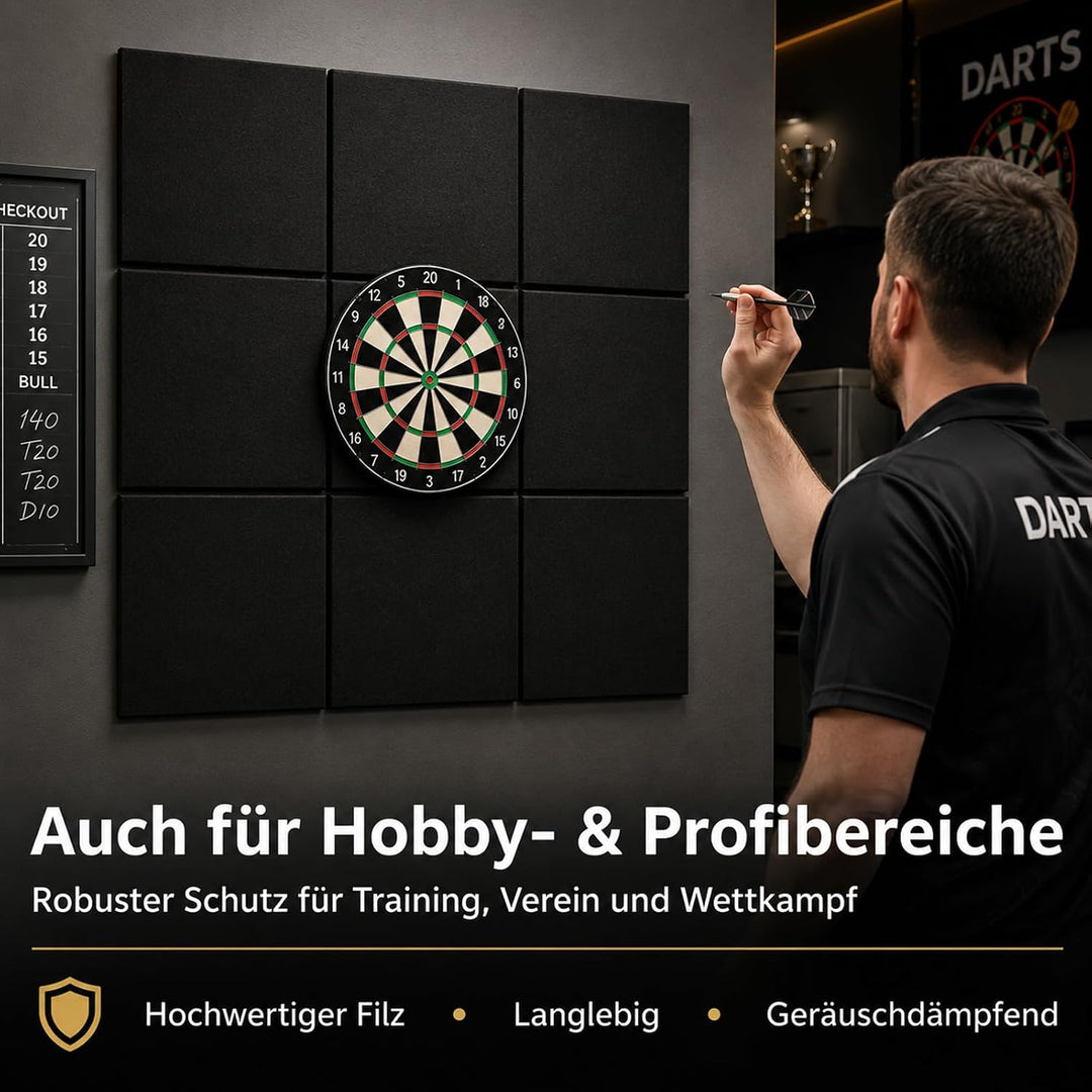 9 Stück Dart Wandschutz, 90 * 90 * 1.2cm Filz Dartboard Wandschutz, Wandumrandung für Dartscheibe, S