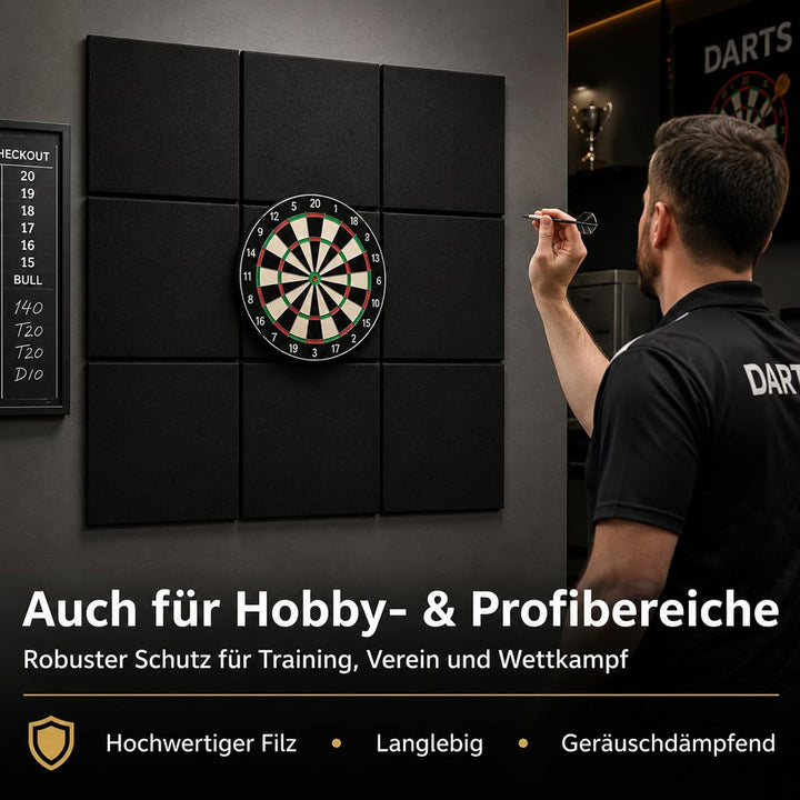 9 Stück Dart Wandschutz, 90 * 90 * 1.2cm Filz Dartboard Wandschutz, Wandumrandung für Dartscheibe, S