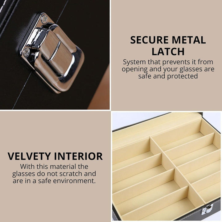 MAGIC SELECT Brillenbox mit 8 Fächern. Etui für Sonnenbrille, Lesebrille mit Transparentem Glasdecke