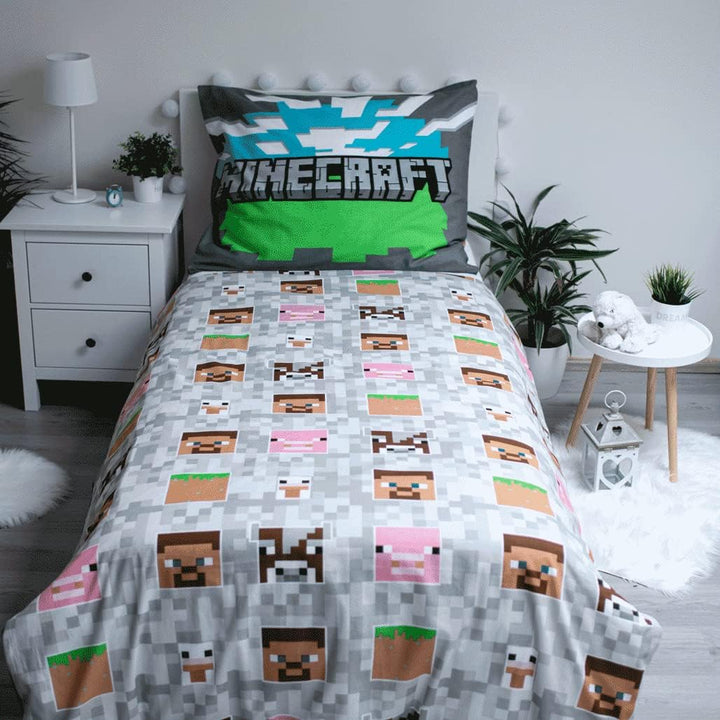 Minecraft Bettwäsche Set Bettbezug, 140x200 + 70x90, 100% Baumwolle, ** Minecraft-Abenteuer **