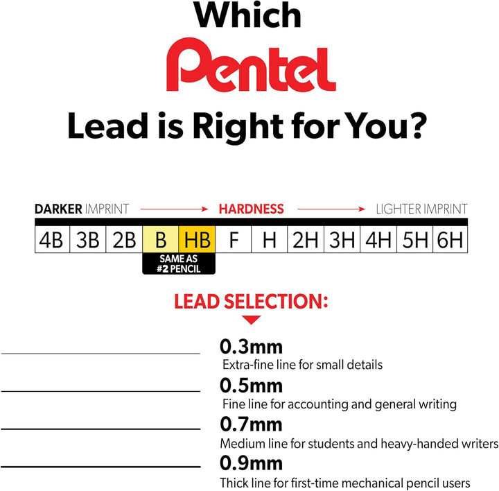 Pentel Super Hi-Polymer Nachfüllmine, 0,3 mm Mine, Klasse H, 1 Packung mit 12 Tuben, (12 Leads pro T