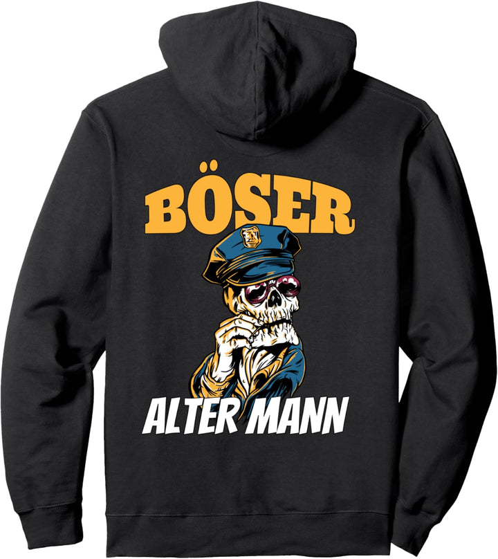 Retro Polizist Böser alter Mann als Totenkopf Schädel Skull Pullover Hoodie