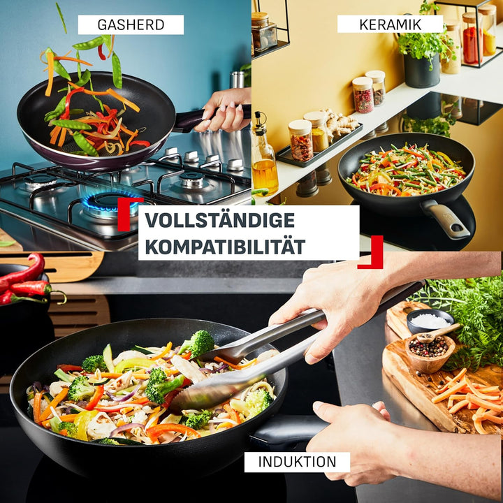 Tefal Reflect On 3-tlg. Pfannen-Set, 20/24/28 cm, keramische Antihaftbeschichtung, recycelter Alumin