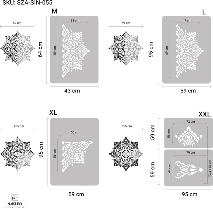 Wiederverwendbare Wandschablone aus Kunststoff // Quadratisches Mandala // Muster Schablone Vorlage