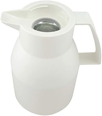 Helios Top Push Thermoskanne Weiss 1L – 6h Heiss - Hält Getränke heiss &amp; kalt – Einhandbedienung – E