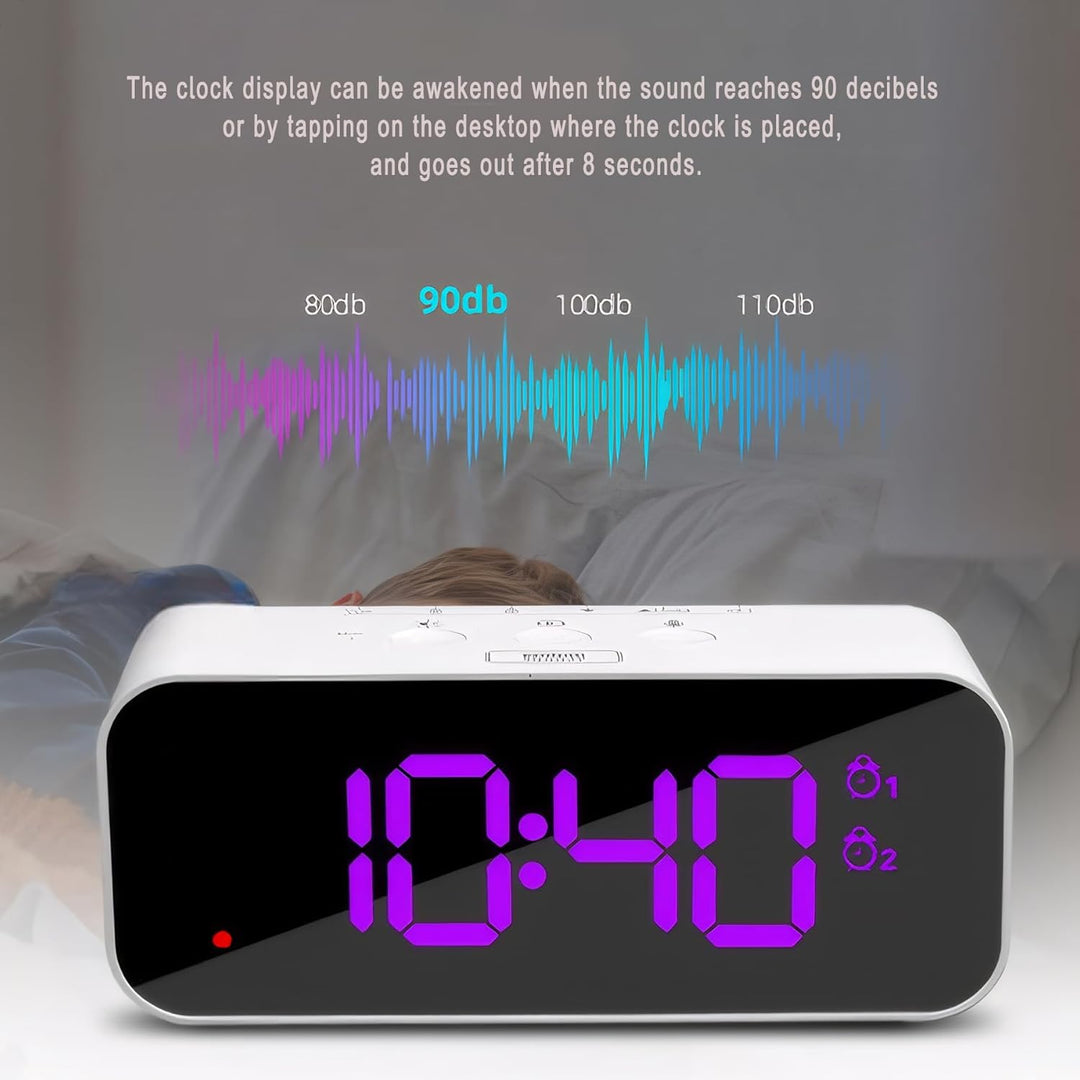 Digitaluhr mit RGB Farbdisplay Sprachsteuerung Multifunktion LED Sprachaufzeichnungswecker dimmbare