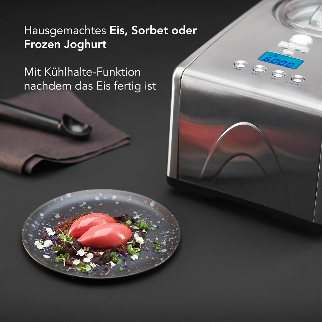 Wilfa VANILLA Eismaschine – Ice Cream Maker für Eis, Sorbet und Frozen Yoghurt, 1,5 Liter Fassungsve