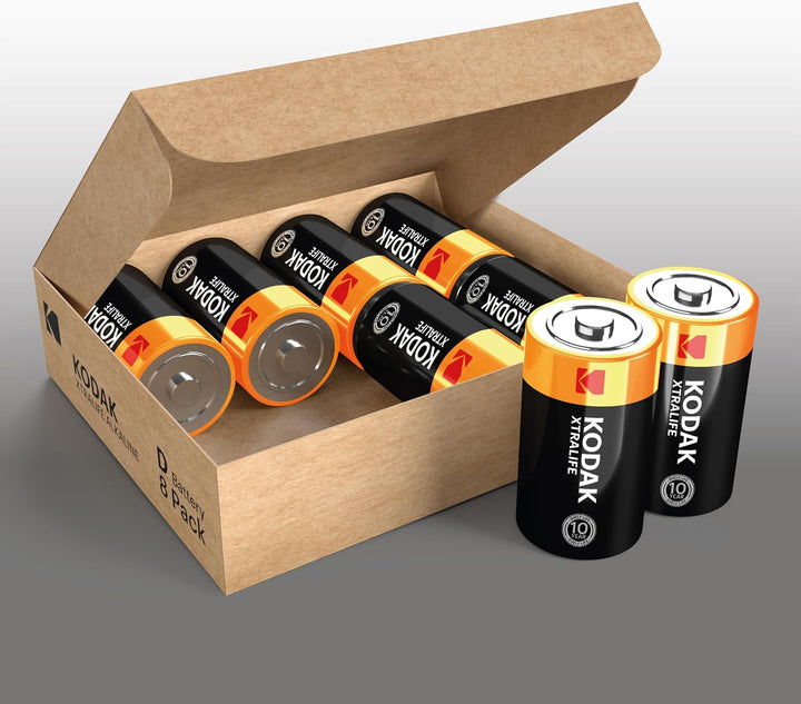 Kodak | D Zellen Batterien | 8 Stück | Einweg Alkalibatterie, LR20 | 1,5 V 8 Stück D, 8 Stück D
