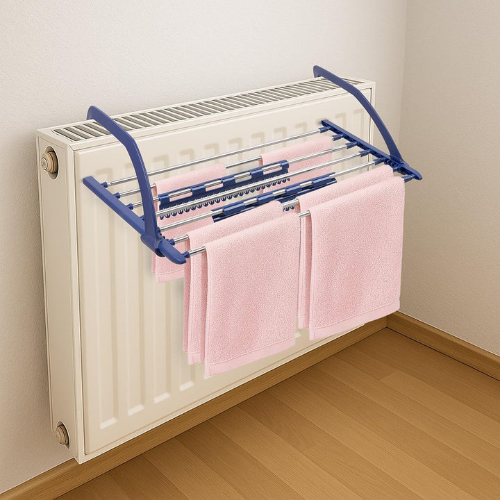 PEARL Handtuchhalter: Premium-Teleskop-Wäschetrockner f. Heizkörper &amp; Balkon, 4 m ausziehbar (Balkon
