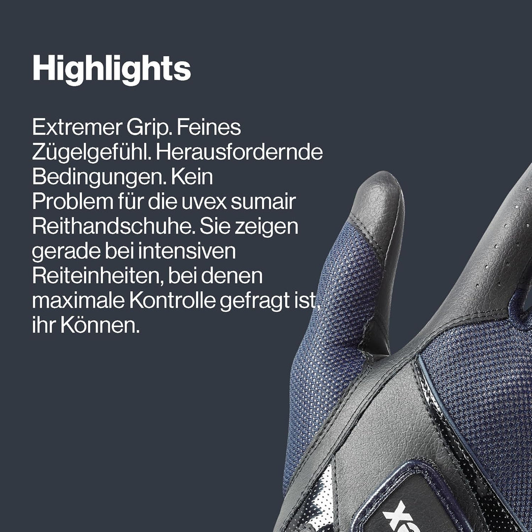Uvex Unisex – Erwachsene Sumair Reithandschuhe 9.5 black-blue, 9.5 black-blue