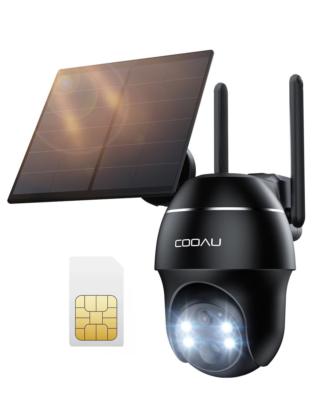 COOAU 4G LTE Überwachungskamera Aussen Akku mit SIM Karte+64GB Kartenspeicher+Solarpanel, Kamera übe