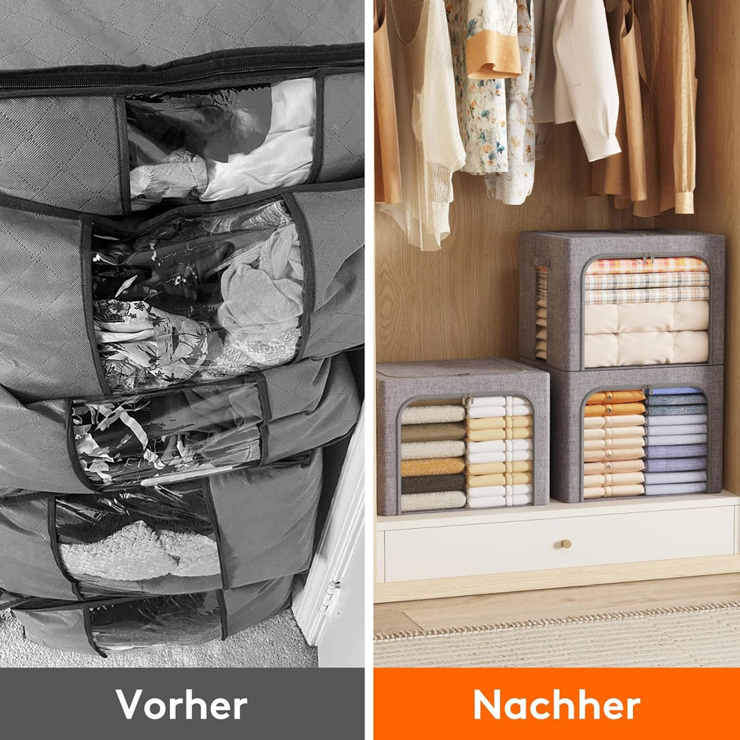 Lifewit 75L Aufbewahrungsbox mit Deckel, Kleidung Aufbewahrung, Faltbare Kleideraufbewahrung mit Met