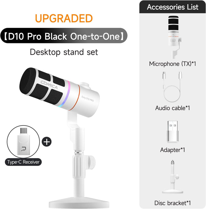 COMICA EJoy D10 Pro Mikrofon Cardioid Dynamisches USB-C/XLR Mikrofon mit 48kHz/24bit, RGB-Beleuchtun