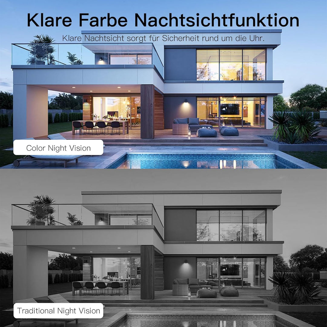 Vimtag 4MP Kamera Überwachungs Aussen, IP66 Wasserdicht, Überwachungskamera Aussen/Innen mit Farbige