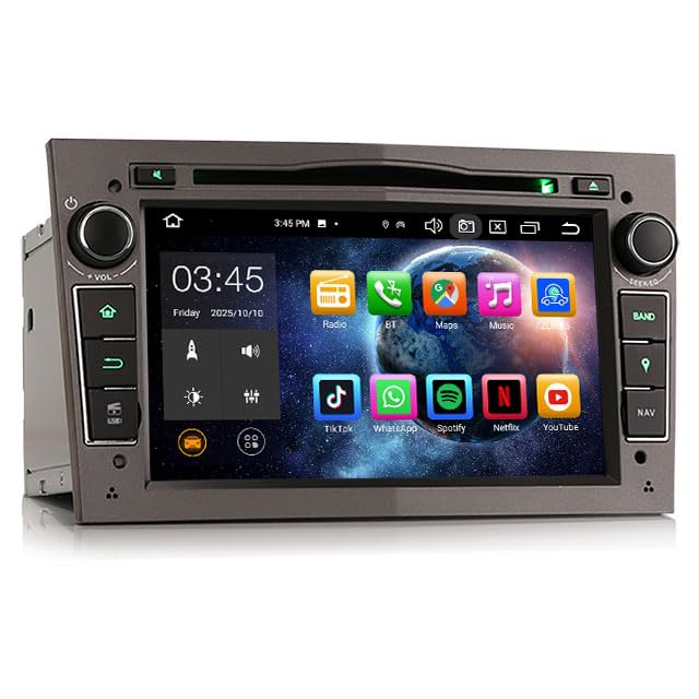 Erisin 7 Zoll 8-Kern 6GB RAM 128GB ROM Android 14 Autoradio Bluetooth GPS Navi Für Opel Astra H Cors