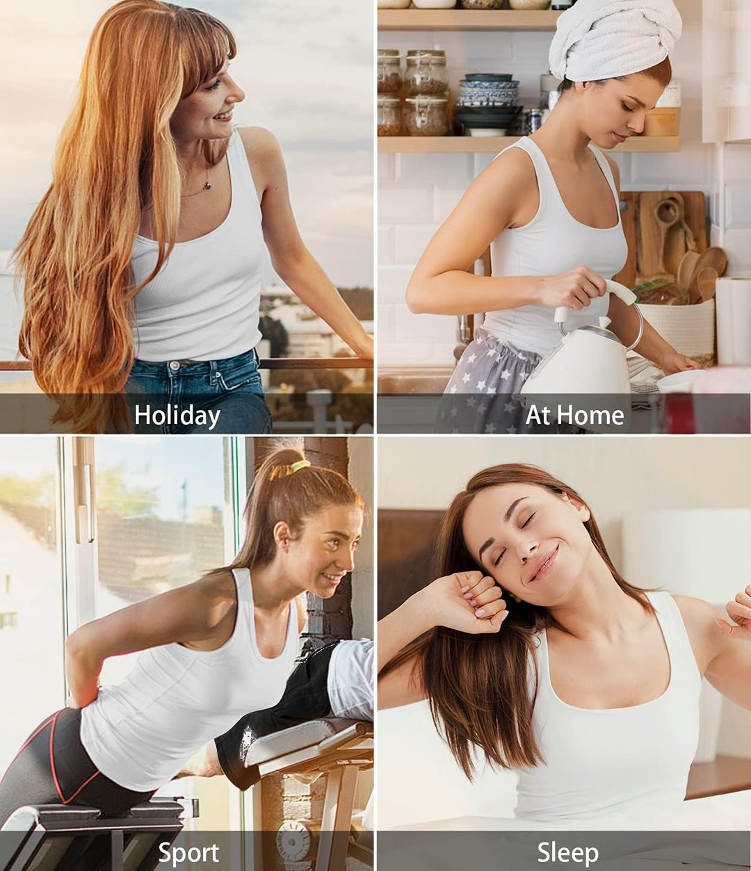 Ymmchy Tank Tops für Damen Unterhemd Stretch Workout Tops 4-er Pack S 4-pack Schwarz/Weiss/Grau/Rosa