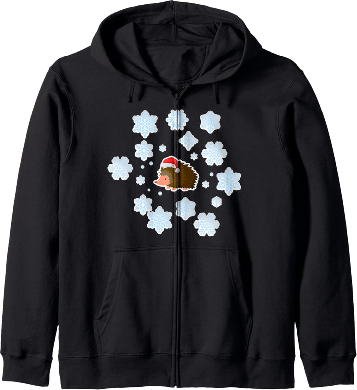 Niedliche Weihnachtsmütze, Igel, Igel, Eis-Design, Schneeflocken Kapuzenjacke