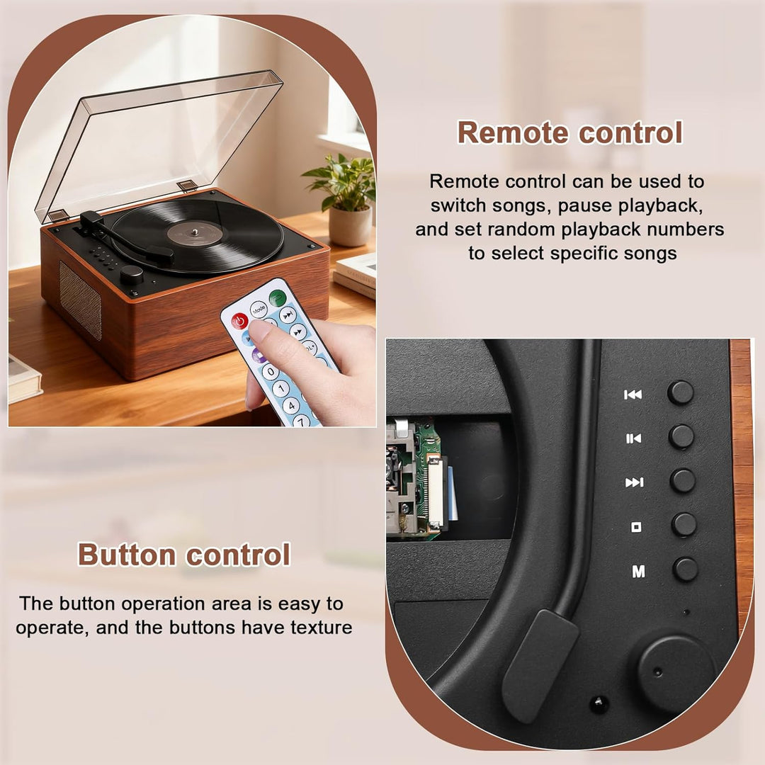 CD Player Tragbar mit Bluetooth 5.1, Retro CD-Player mit Dual Stereo Lautsprecher Fernbedienung Wied