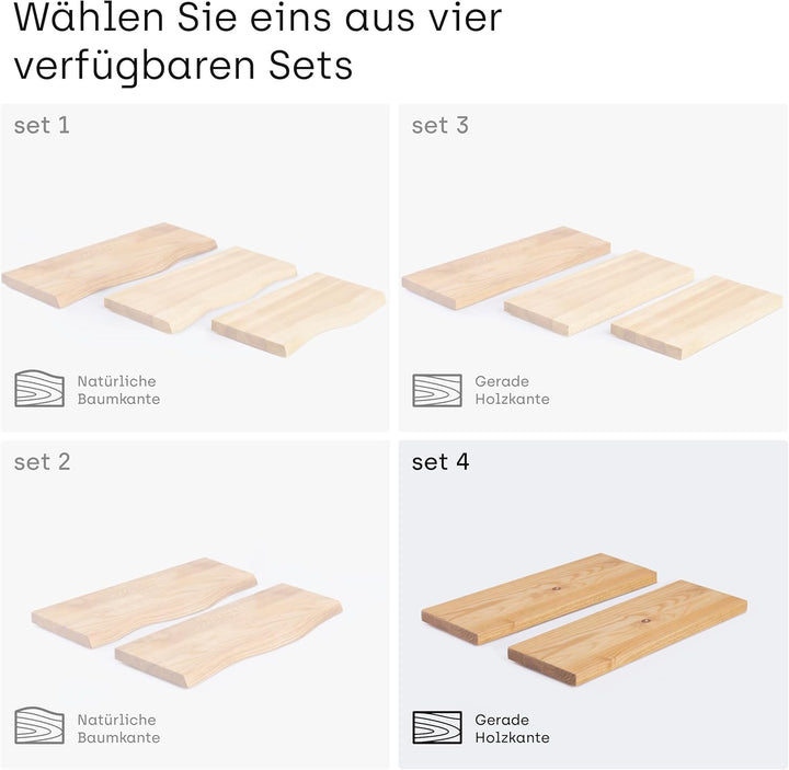 LAMO Manufaktur 2 Stück Wandregal aus Holz mit unsichtbarer Befestigung 2X 40cm | Wandregal Holz | H