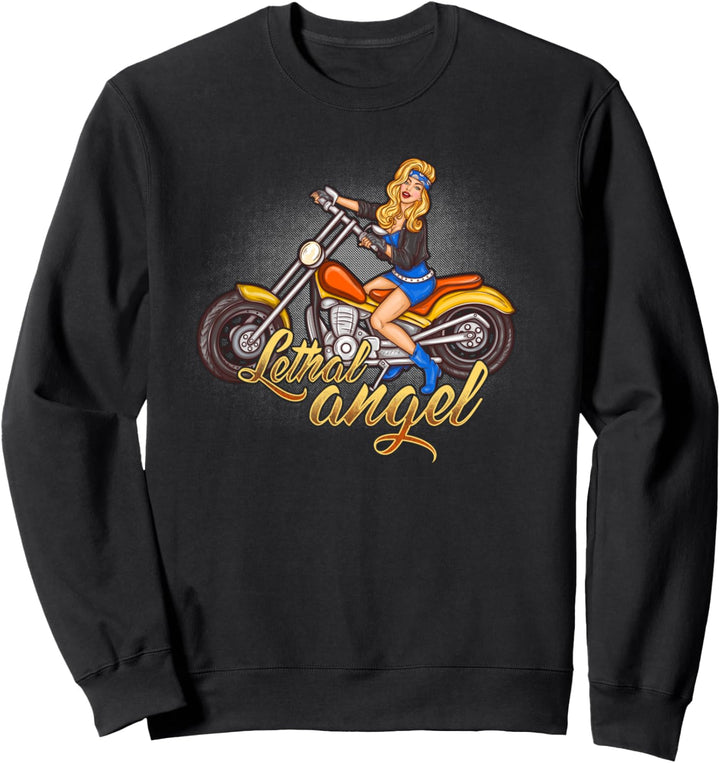Hippie Biker Küken Frauen Lethal Babe Motorrad Engel Sweatshirt