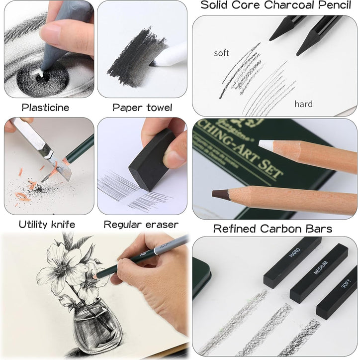 27 Stück Skizzen Zeichnen Bleistift Set, Zeichenstifte Professionell Zeichenset Malset, Skizzier-Set