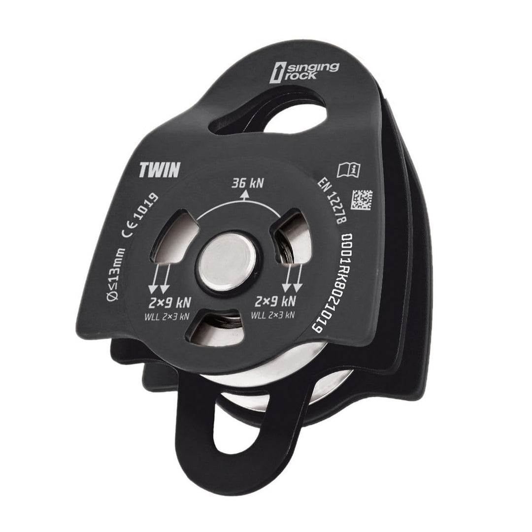 Umlenkrolle Twin Roll - Singing Rock Schwarz, Schwarz
