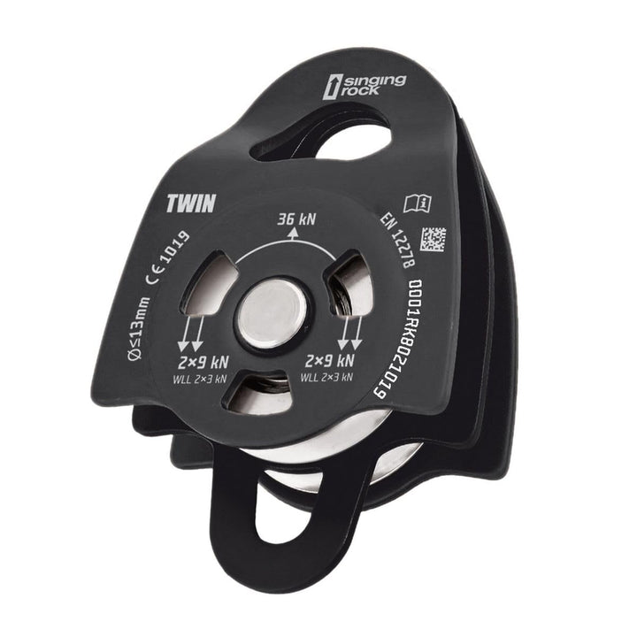 Umlenkrolle Twin Roll - Singing Rock Schwarz, Schwarz