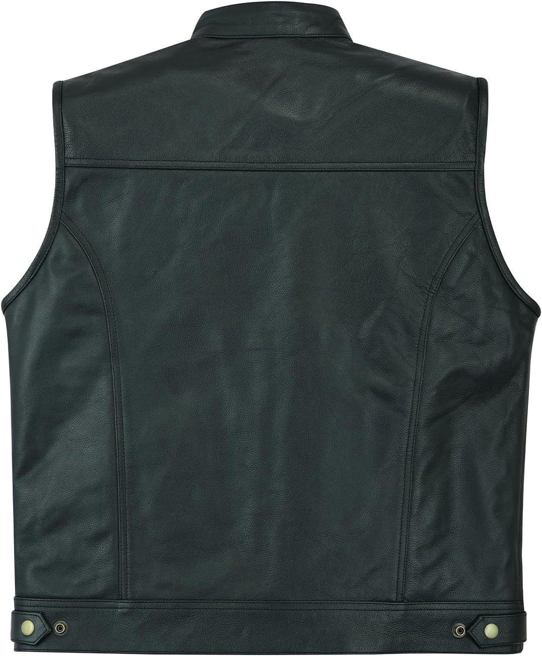 Leatherick Herren Biker Weste aus echtem Leder mit offenen Knöpfen für Reiten und modische Weste (XL