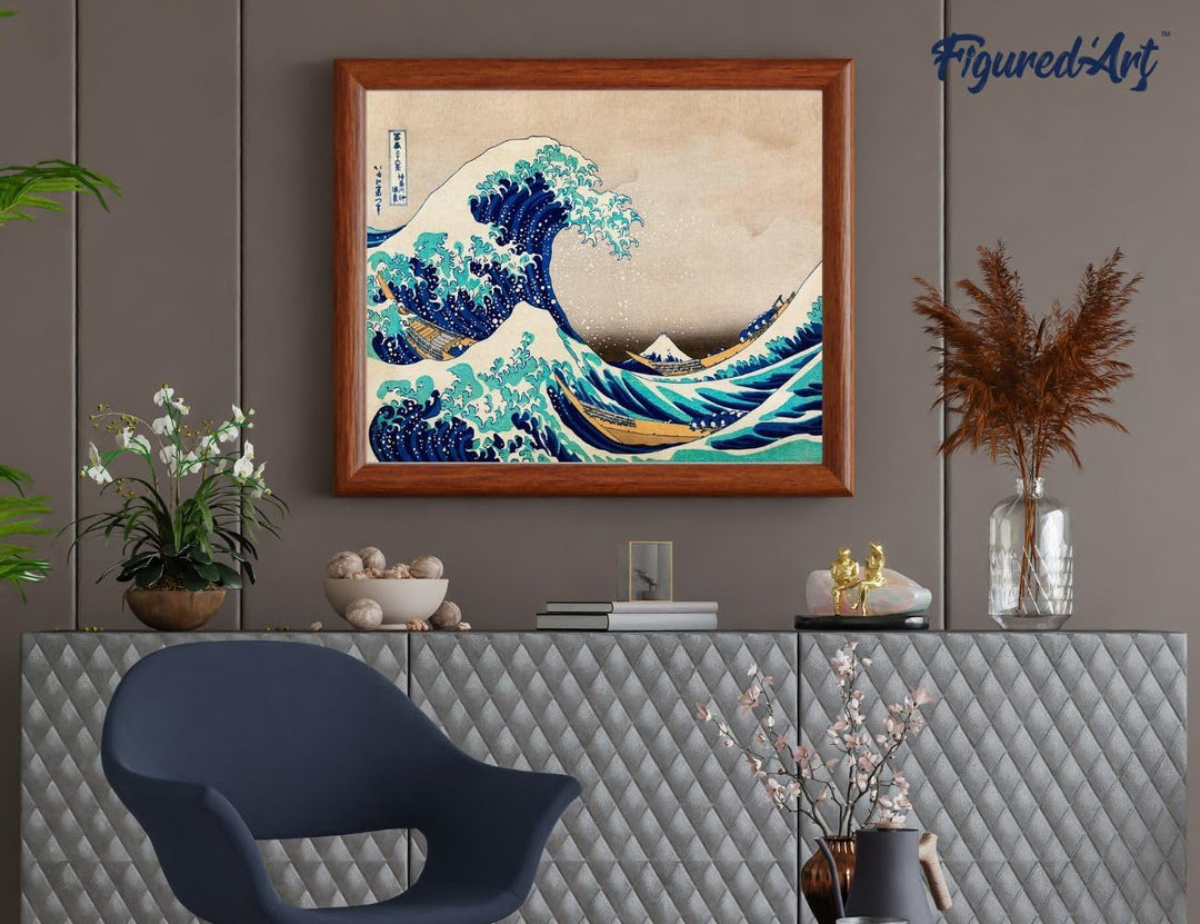 Figured'Art Malen Nach Zahlen Erwachsene Mit Rahmen Die grosse Welle von Kanagawa von Katsushika Hok